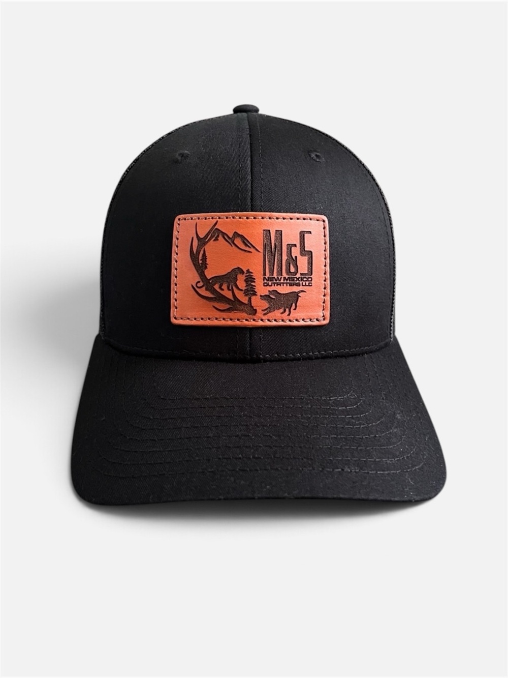 The Classics Yupoong Black Trucker Hat Adjustable Snapback Elk Patch Outdoor